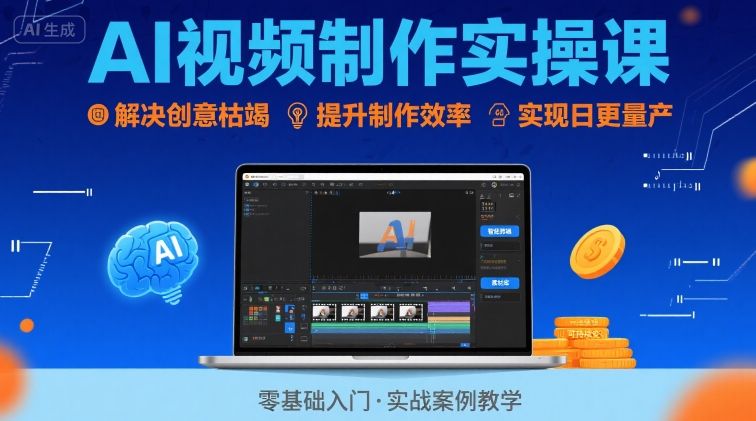Ai视频制作实操课，解决创意枯竭、效率低下痛点，实现日更量产可持续变现-源创极客