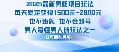 2025最新男粉项目玩法每天变现1k+也不违规也不会封号男人最懂男人的玩法-源创极客