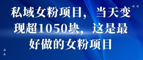 私域女粉项目，当天变现超1k，这是最好做的女粉项目，可放大操作-源创极客