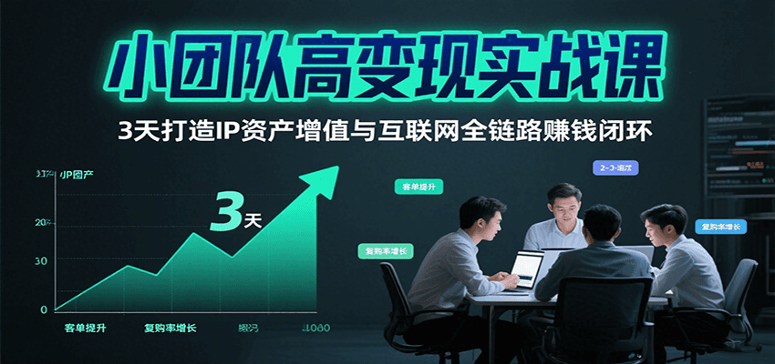 小团队高变现实战课，3天打造IP资产增值与互联网全链路赚钱闭环(第二期)-源创极客