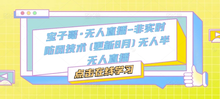宝子哥·无人直播-非实时防风技术(更新25年5月)无人半无人直播-源创极客