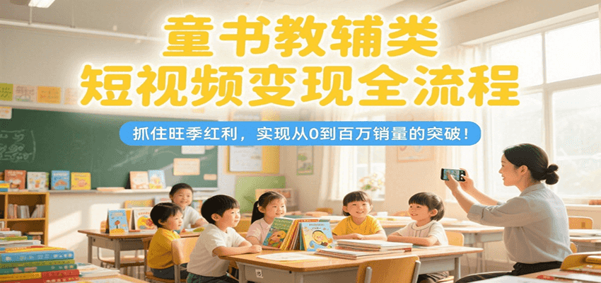 童书教辅类短视频变现全流程，抓住旺季红利，实现从0到百万销量的突破！-源创极客