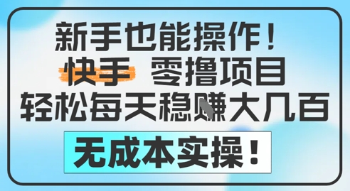 新手也能操作，快手零撸挣米，轻松每天挣2-5张，完全无成本-源创极客