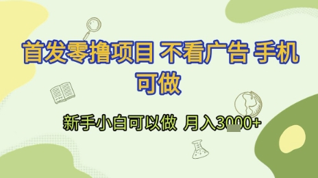 首发零撸项目 不看广告 手机可做 新手小白可以做  月入3k+【揭秘】-源创极客