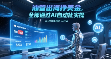 油管出海挣美金，全部通过AI自动化实操，从0到1实现月入过W-源创极客