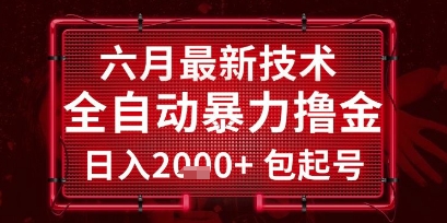 六月最新技术全自动暴力撸金，稳定日入2k+包起号，长期稳定【揭秘】-源创极客