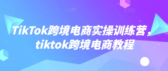 TikTok跨境电商实操训练营，tiktok跨境电商教程-源创极客