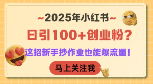 2025年小红书日引100+创业粉？这招新手抄作业也能爆流量！-源创极客