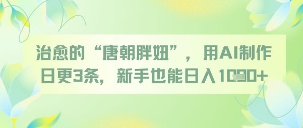治愈的“唐朝胖妞”，用AI制作日更3条，新手也能日入多张-源创极客
