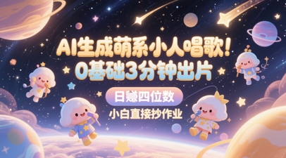 AI生成萌系小人唱歌，0基础3分钟出片，28个作品涨粉8.9W，单条最高19W赞，日入四位数，小白直接抄作业-源创极客