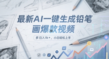 最新AI一键生成铅笔画爆款视频，多平台分发，日 入1k+，小白轻松上手【揭秘】-源创极客