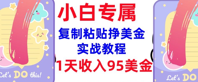 复制粘贴挣美金，0门槛，1天收入95美刀，3分钟学会，内部教程(首次公开)-源创极客