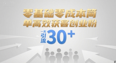 零基础零成本简单高效获客创业粉，一天引流30+-源创极客