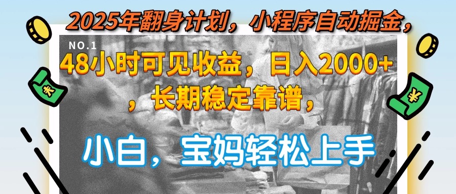 2025年翻身计划，小程序自动掘金48小时可见收益，日入2000+，长期稳定...-源创极客