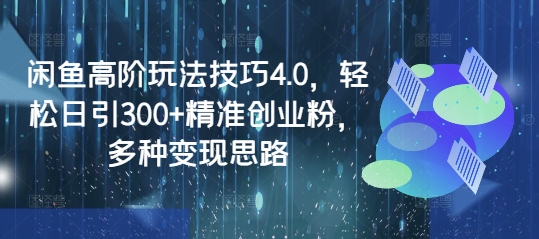 闲鱼高阶玩法技巧4.0，轻松日引300+精准创业粉，多种变现思路-源创极客