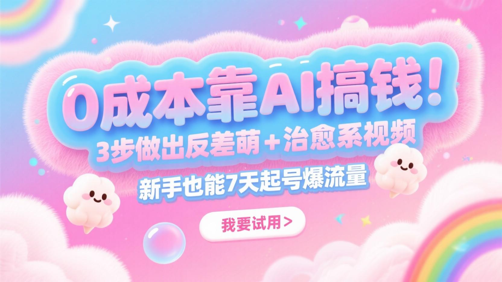 0成本靠AI搞钱！3步做出反差萌+治愈系视频，新手也能7天起号爆流量，月入5位数-源创极客