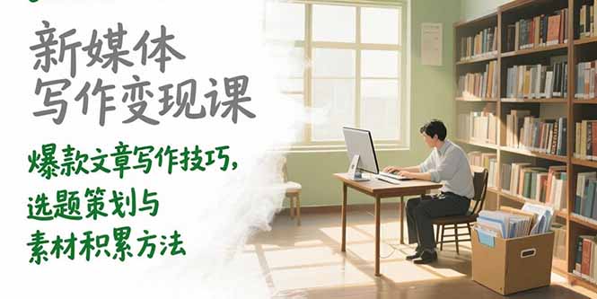 新媒体写作变现课，爆款文章写作技巧，选题策划与素材积累方法-源创极客