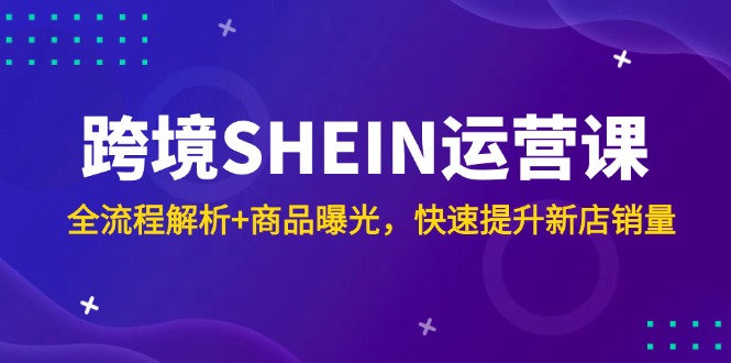 跨境SHEIN运营课，全流程解析+商品曝光，快速提升新店销量-源创极客