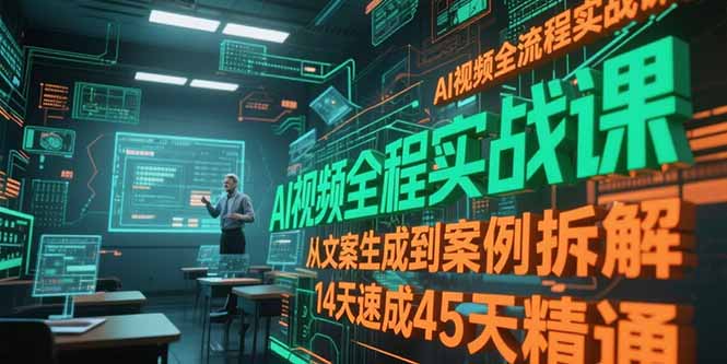 AI视频全流程实战课，从文案生成到案例拆解，14天速成45天精通-源创极客