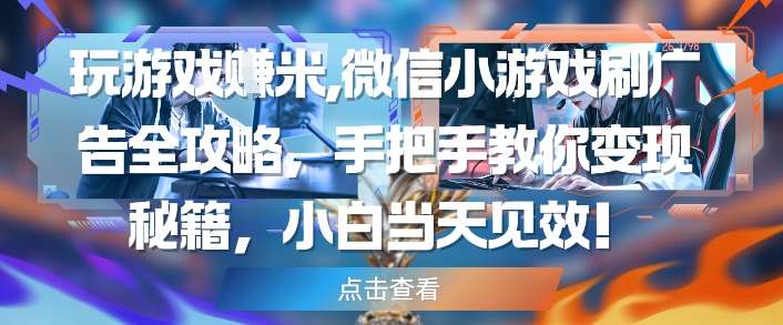 玩游戏挣米，微信小游戏刷广告全攻略，手把手教你变现秘籍，小白当天见效-源创极客