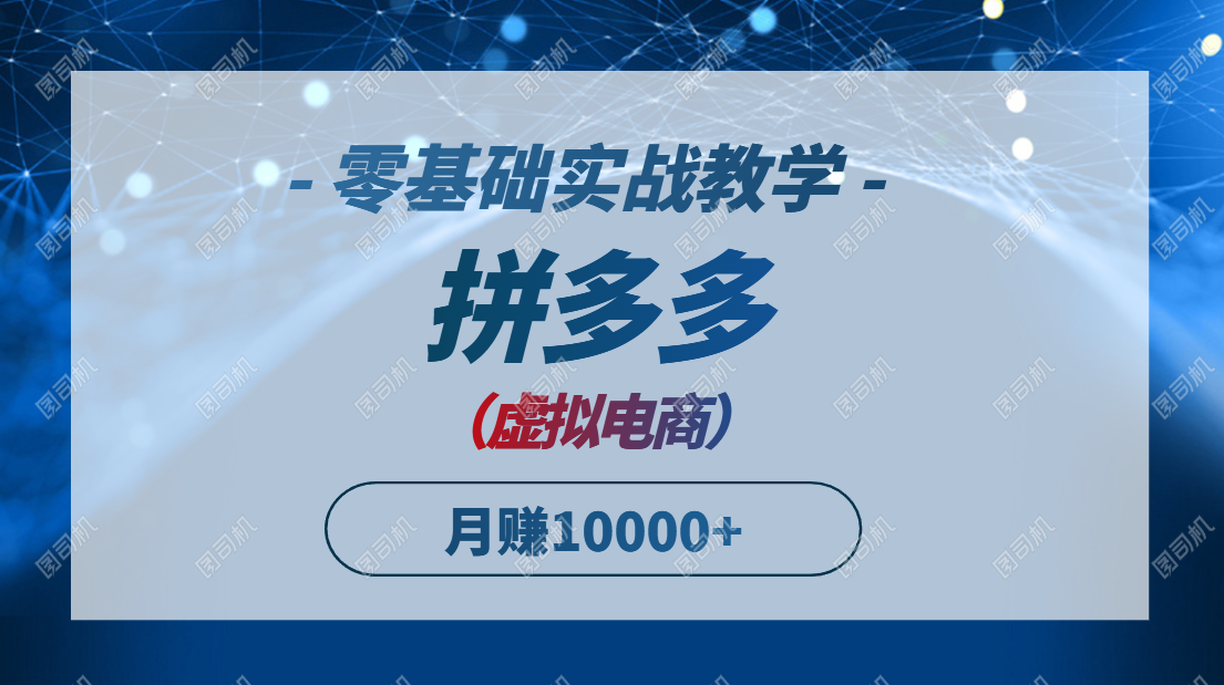 拼多多虚拟电商，零基础实战教学，快速打爆商品，新手也能月入10000+-源创极客