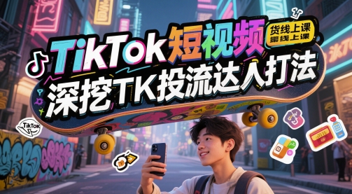 TikTok短视频带货线上课，深挖TK投流达人打法-源创极客