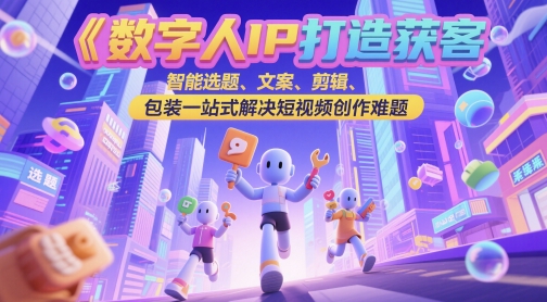 数字人IP打造获客变现实操课，智能选题、文案、剪辑、包装一站式解决短视频创作难题-源创极客