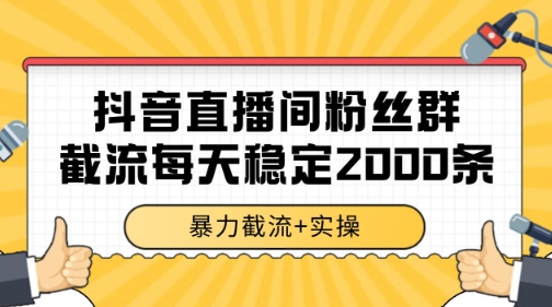 抖音直播间粉丝群暴力截流，一台电脑每天稳定2000条数据【揭秘】-源创极客