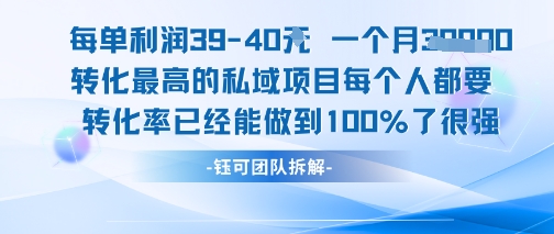 每单利润40一个月7k+转化最高的私域项目，每个人都要的产品转化率已经能做到100%-源创极客