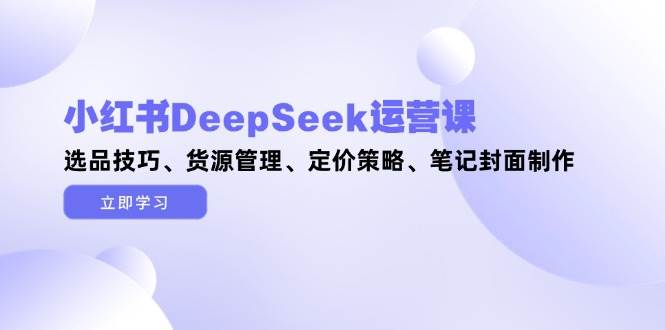 小红书DeepSeek运营课，选品技巧、货源管理、定价策略、笔记封面制作-源创极客