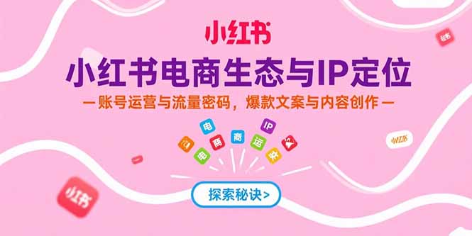 小红书电商生态与IP定位，账号运营与流量密码，爆款文案与内容创作-源创极客