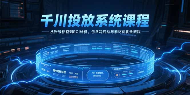 千川投放系统课程，从账号标签到ROI计算，包含冷启动与素材优化全流程-源创极客