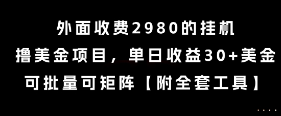 外面收费2980的挂G撸美金项目，单日收益30+美金，可批量可矩阵【揭秘】-源创极客