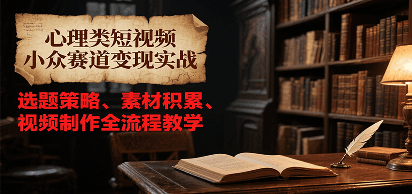 心理类短视频小众赛道变现实战，选题策略、素材积累、视频制作全流程教学-源创极客