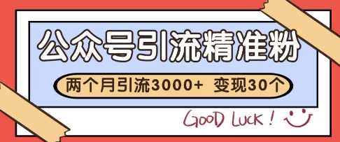 公众号精准粉引流玩法，2个月3000+精准粉，变现30个W【揭秘】-源创极客