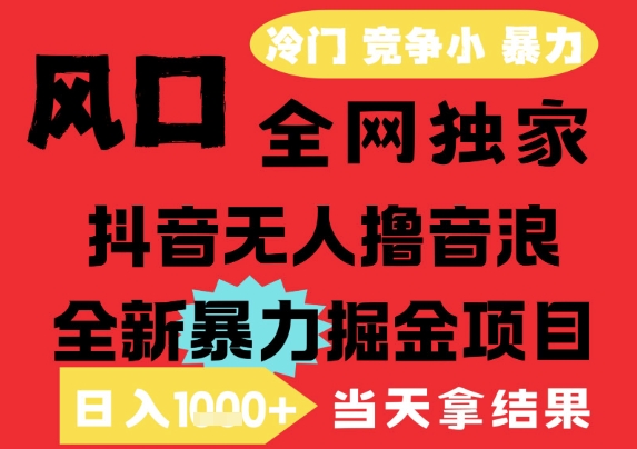 25年6月高爆抖音无人直播最新撸音浪掘金项目，解放双手小白可做，无脑日入1k+，门槛低【揭秘】-源创极客