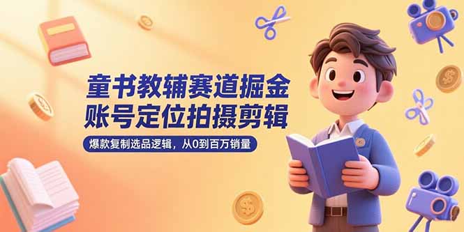 童书教辅赛道掘金，账号定位拍摄剪辑，爆款复制选品逻辑，从0到百万销量-源创极客