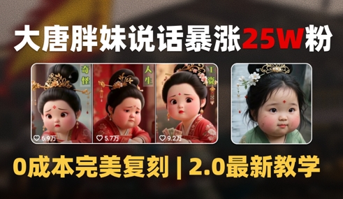 AI大唐胖贵妃说话2.0，40条视频暴涨40w粉，附独家变现攻略-源创极客