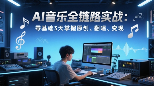 AI音乐全链路实战变现课：零基础3天掌握原创、翻唱、变现-源创极客