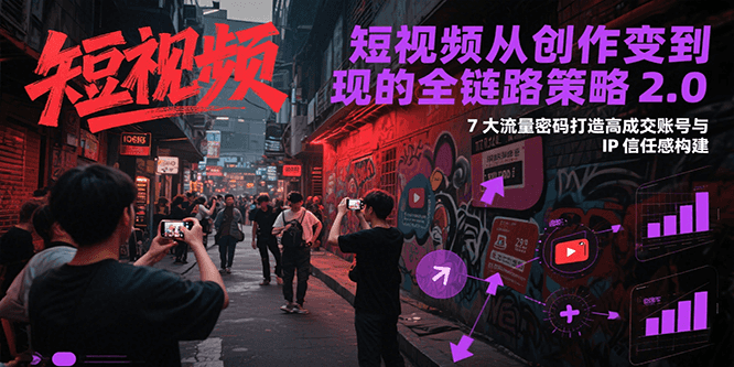 短视频从创作到变现的全链路策略2.0，7大流量密码构建IP信任感打造高成交账号-源创极客