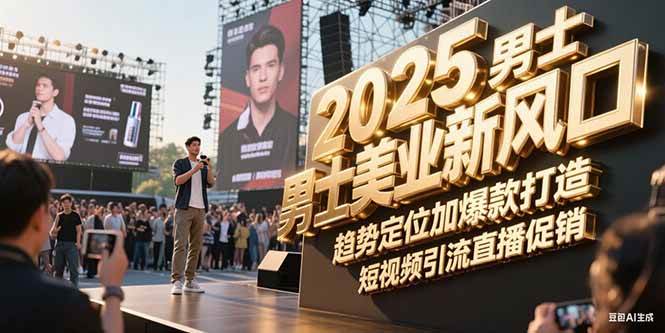 2025男士美业新风口，趋势定位加爆款打造，短视频引流直播促销-源创极客