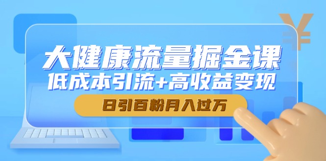 大健康流量掘金课，低成本引流+高收益变现，日引百粉月入过万-源创极客