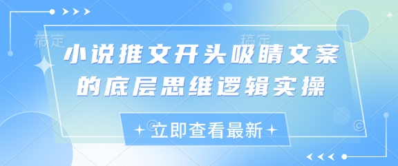 小说推文开头吸睛文案的底层思维逻辑实操-源创极客