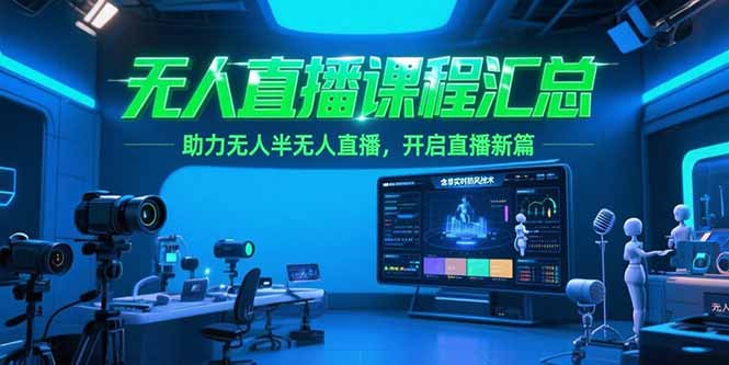 无人直播课程汇总，含非实时防风技术，助力无人半无人直播，开启直播新篇-源创极客
