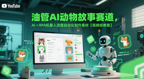 油管AI动物故事赛道，AI+RPA机器人流程自动化制作素材【保姆级教程】-源创极客