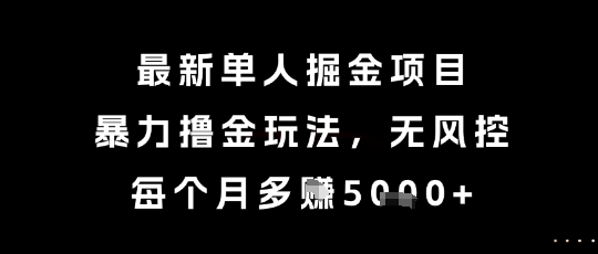最新单人掘金项目，暴力撸金玩法，无风控，每个月多挣5k+【揭秘】-源创极客