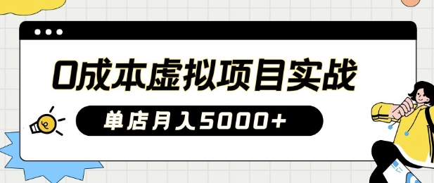 0成本虚拟项目实战手把手教你落地，单店月入5k-源创极客