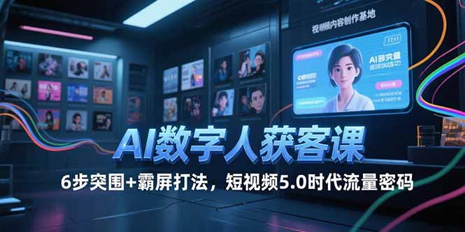 AI数字人获客课，6步突围+霸屏打法，短视频5.0时代流量密码-源创极客