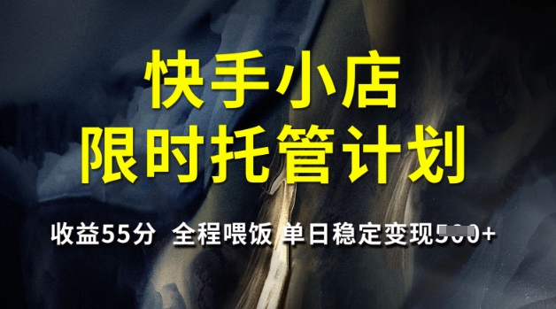 快手小店限时托管计划，收益55分，全程喂饭，单日稳定变现5张【揭秘】-源创极客