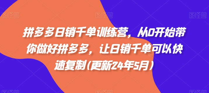 拼多多日销千单训练营，从0开始带你做好拼多多，让日销千单可以快速复制(更新25年2月)-源创极客